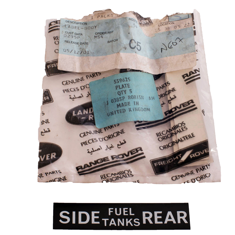 Label, Side and Rear Fuel Tanks 559625